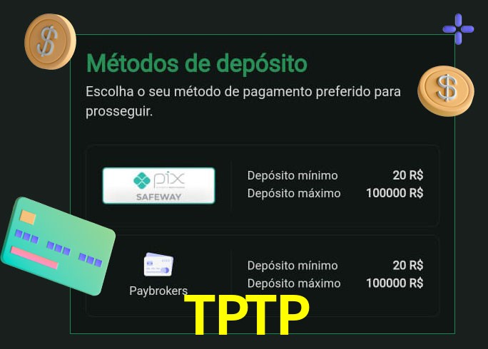 O cassino TPTP oferece uma grande variedade de métodos de pagamento